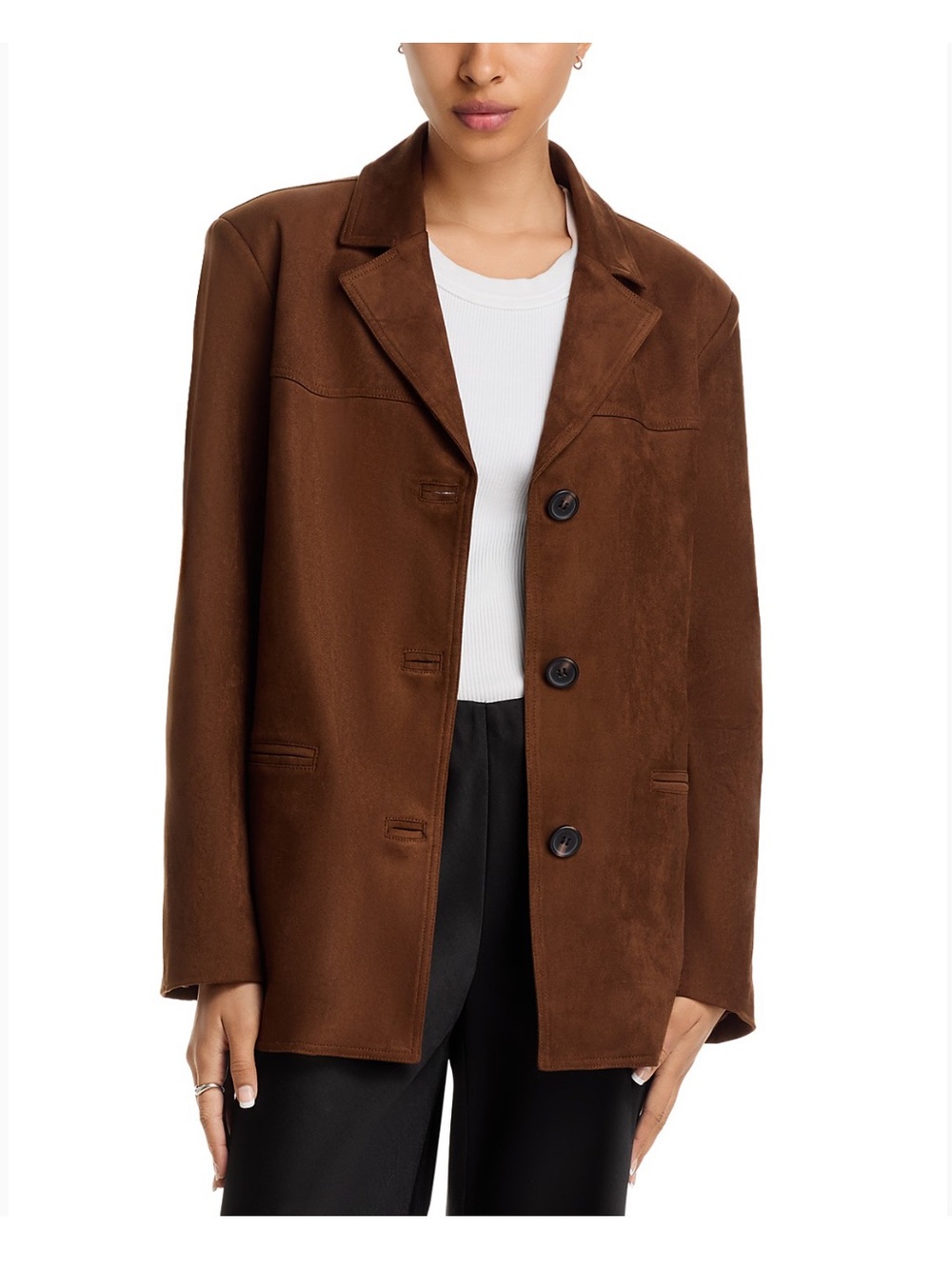 Velvet by Graham & Spencer Brown Women's Faux Suede Blazer Jacket
